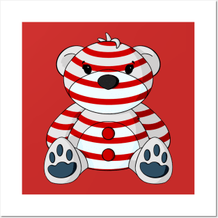 Peppermint Stripes Teddy Bear Posters and Art